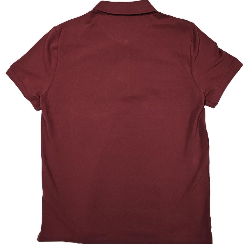 Lacoste Slim Fit Polo Shirt XL Burgundy Cotton Crocodile Logo - Picture 5 of 7